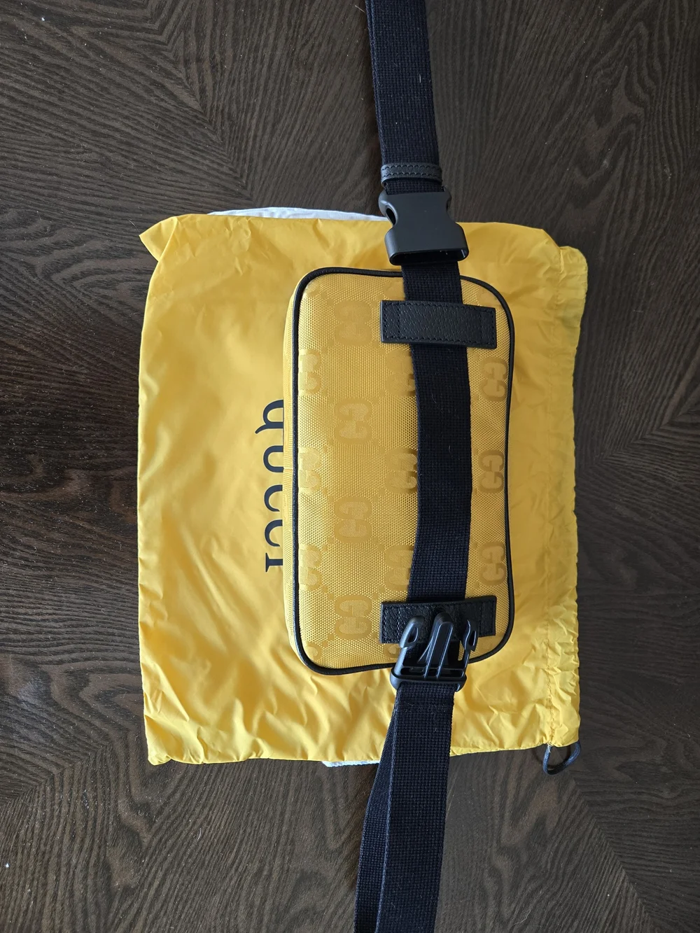 Gucci Yellow and Black Logo Belt Bag